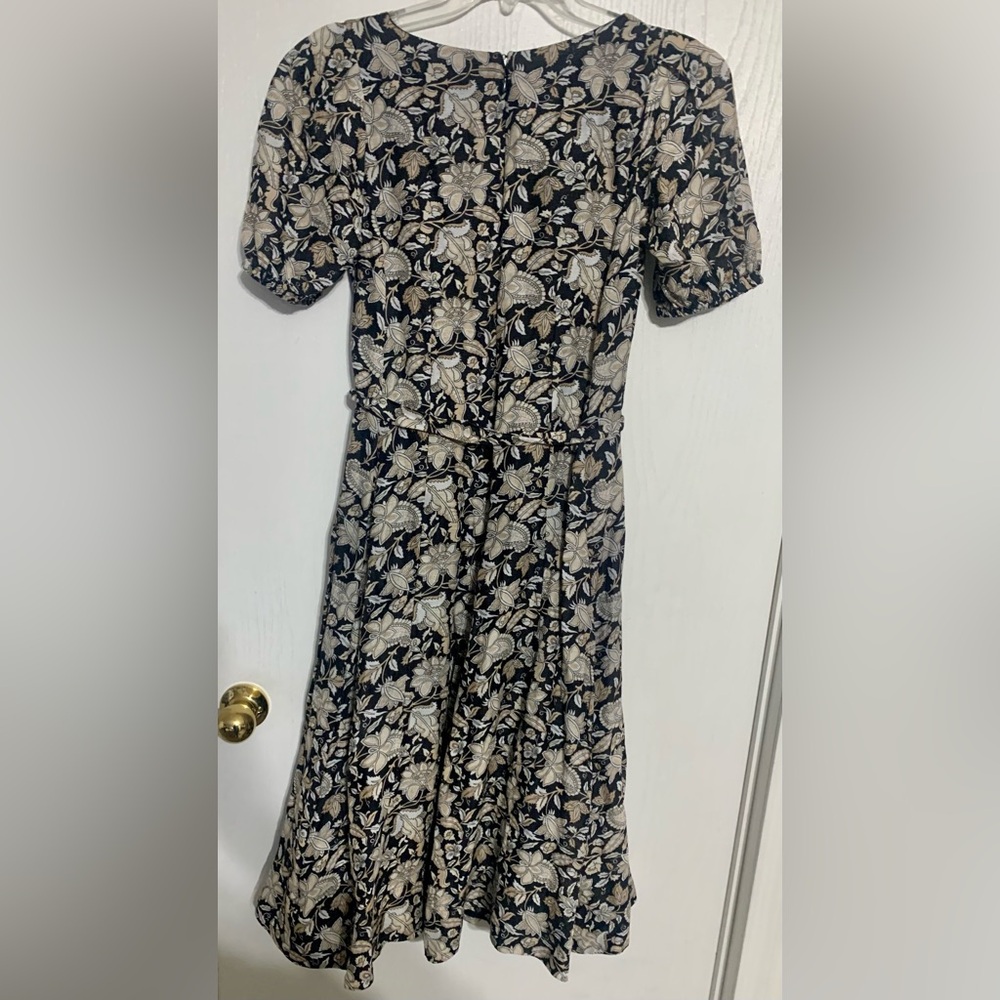 Boden Womens A Line Black and Tan Floral Midi Dress - Picture 3 of 6